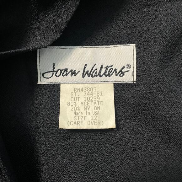 Joan Walters Vintage Jumpsuit Size 12 Black Solid Gold Beaded Retro Disco 80s - Picture 11 of 16